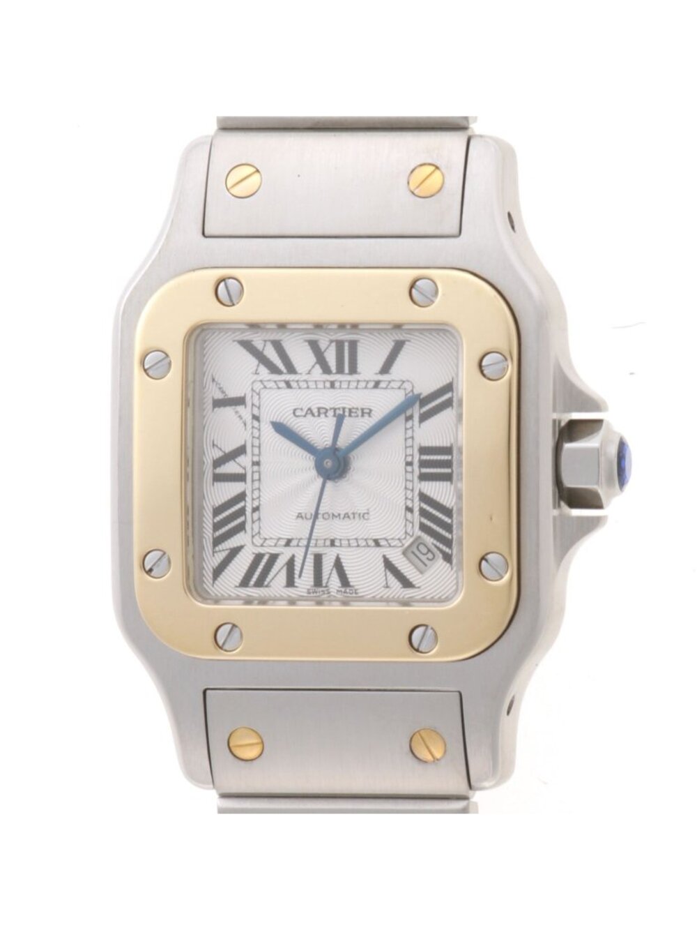 Cartier Santos Galbee SM Watch Steel 18k Yellow Gold Silver Dial Automatic